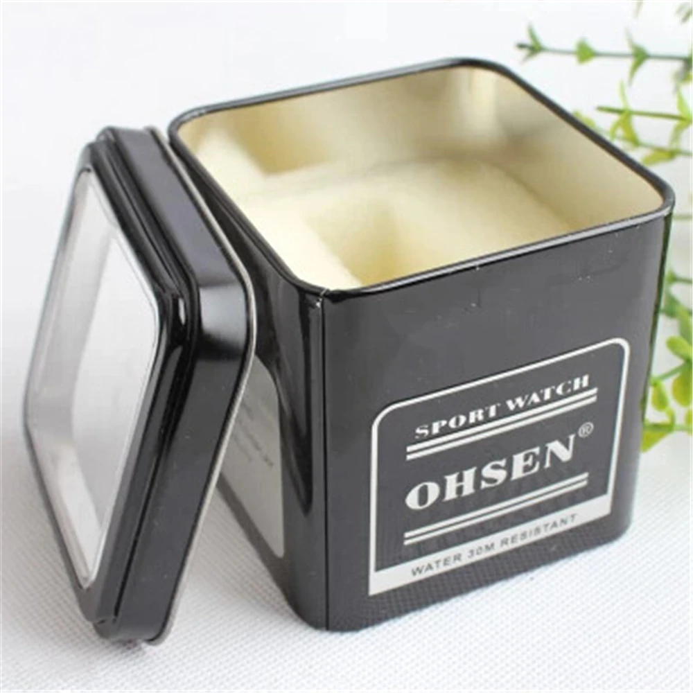 Оригинальные наручные часы OHSEN фирменные коробки для часов черные наручные часы металлический корпус коробка подарка упаковывая на заказ защиты