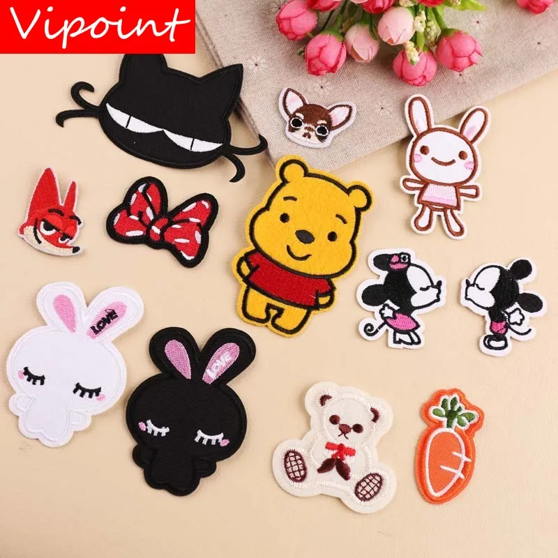 

VIPOINT embroidery cats rabbit bear patches bowknot fox patches badges applique patches for clothing YX-19