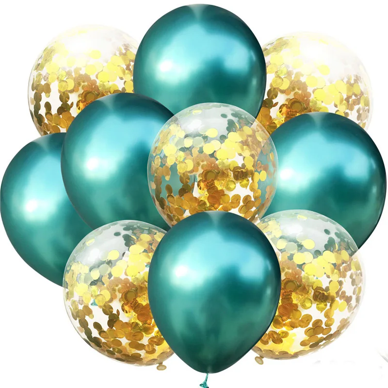 12inch 10pcs Purple Gold Confetti Balloon Metal Balloons Birthday