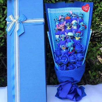 

Kawaii Stitch Bouquet Gift Stitch Plush Doll Toy Anime Lilo Stitch Pvc Animal Dolls Cute Stich Bouquet Romantic Gift No Box