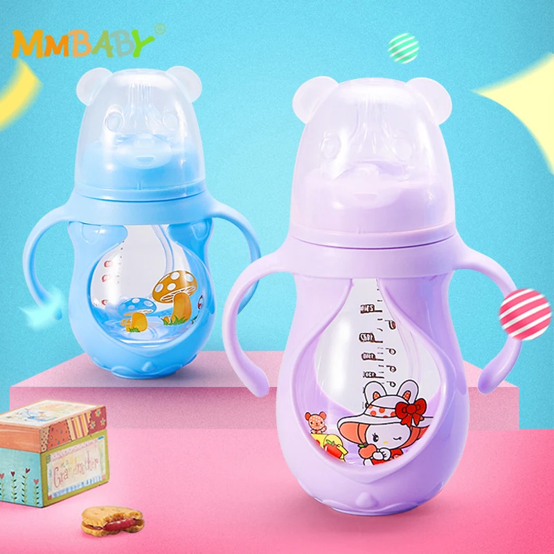 MMBABY 150ML Baby Bottle with Silicone Protective Cover and Straw Handle Lovely Cartoon Milk Feeding Bottle for Infant Toddler MMBABY 150ML Baby Bottle with Silicone Protective Cover and Straw Handle Lovely Cartoon Milk Feeding Bottle for Infant Toddler