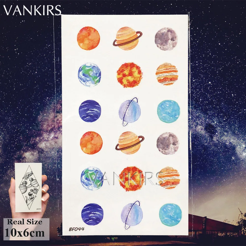 VANKIRS 3D Raccoon Tattoos Temporary Women Arm Stickers Sexy Owl Men Tattoos Waterproof Moon Geometric Planet Tatoos Supplies