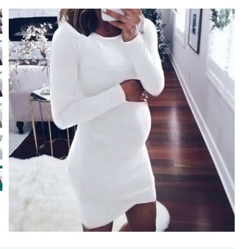 

Shujin Women's Maternity Clothes Solid Bodycon Dress Mama Spring Autumn Casual Long Sleeve Wrap Dresses Pregnancy Clothes