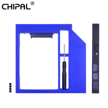 

CHIPAL Universal SATA to SATA 2nd HDD Caddy 12.7mm for 2.5'' 2TB HD Box SSD Case Enclosure Adapter for Laptop CD-ROM Optibay