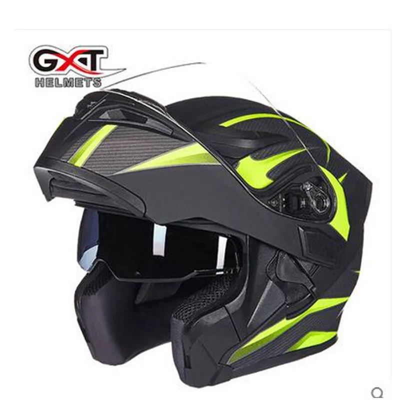 

GXT flip up motorcycle helmet double lense full face helmet Casco Racing Capacete with inner sun visor can put bluetooth headset