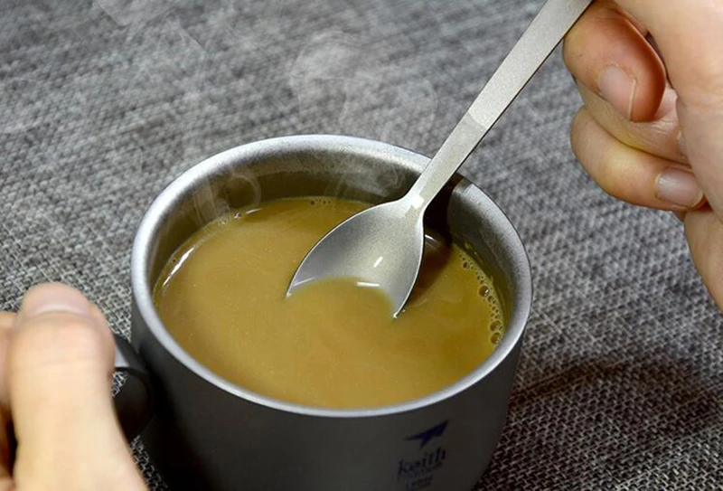 Xícara de Café Titânio ao ar Caneca de Café Água com Pote Keith Ultraleve Titanium Conjuntos Chá Livre Portátil Talheres Colher Conjunto Ti3601 150ml 21 talheres caneca de café água com pote colher conjunto ti3601