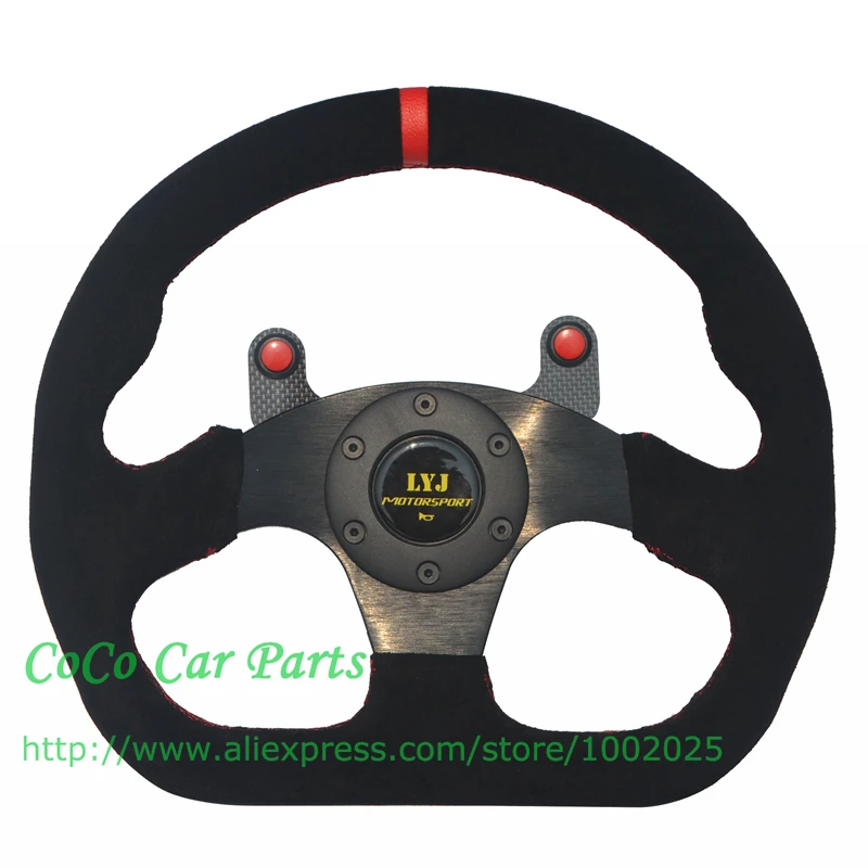 

Free Shipping LYJ Racing Car Steering Wheel 320mm Universal Car Steering Wheel With Carbon Fiber Button 13 Inch Suede