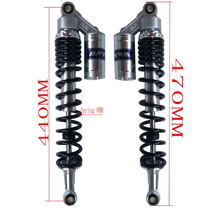 8mm Spring 400mm/440MM/450MM/460MM/470MM/480MM Motorcycle Shock Absorbers For Honda Yamaha Suzuki Kawasaki Quad ATV Black