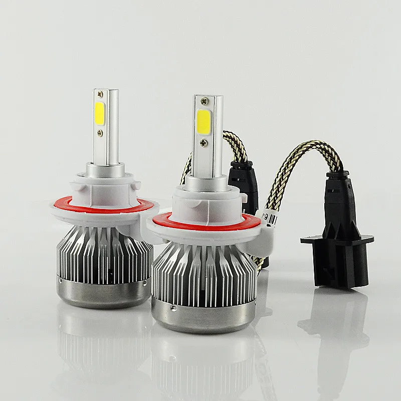 

Free shipping a pair Super Bright Car Headlight H13 Hi Lo H/L High and low 60W 6000Lm COB All-in-one LED Auto Front Fog Bulb