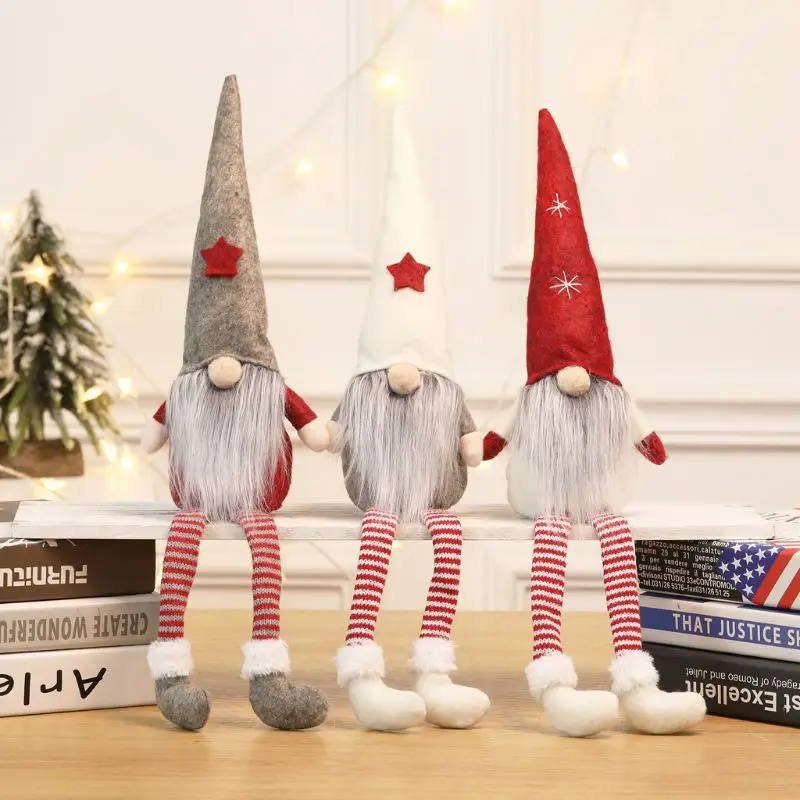 

1Pc 11x47cm Christmas Santa Claus Handmade Swedish Gnome Plush Doll Ornaments Boy Toy Holiday Home Party Decor Kids Xmas Gift