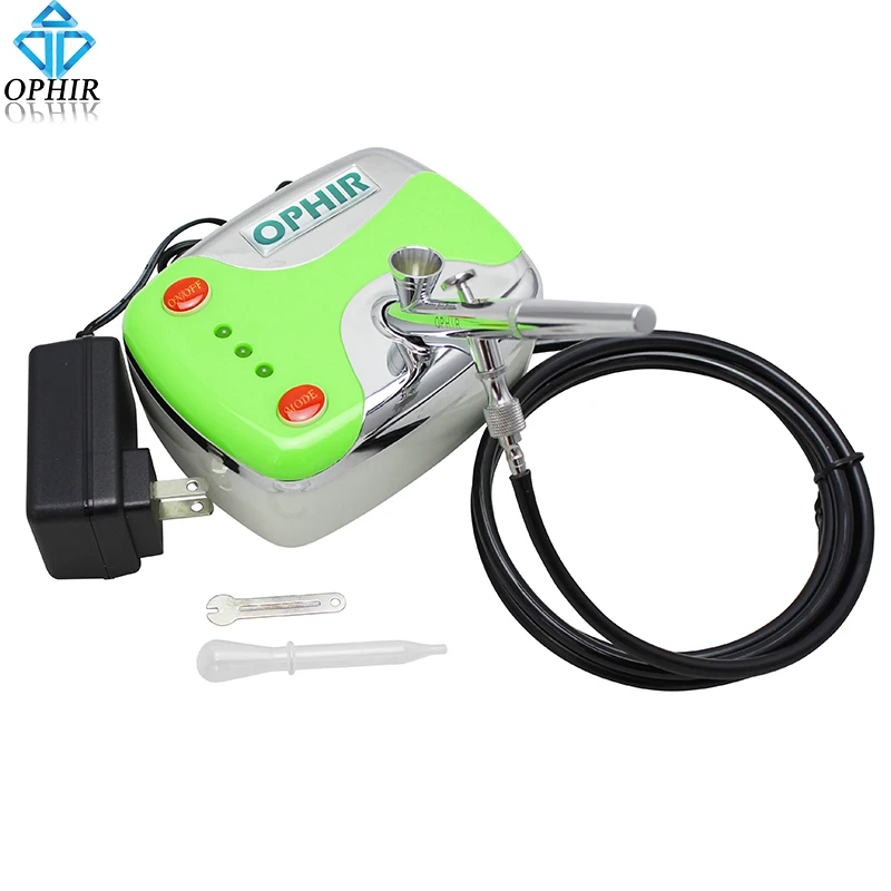 Portátil do Aerógrafo da Dupla-ação de Ophir 0.2mm com Compressor de ar para a Tatuagem Gun_ac002 + 073 da Cara da Composição da Pintura do Modelo Jogo Provisória