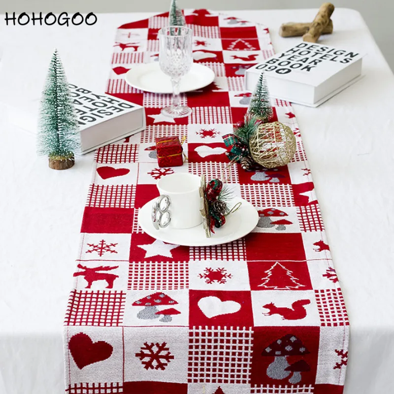 HOHOGOO 1 шт. 170*35 см Рождественская скатерть Новогодняя прямоугольная Красная