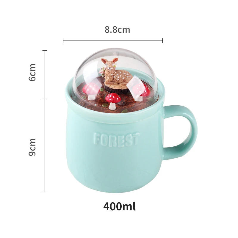 JOUDOO 400 мл креативная керамическая кружка с животным пейзажем мультяшная кружка с кроликом молоко и кофе офисная посуда для напитков рождественские подарки 35 - Цвет: green