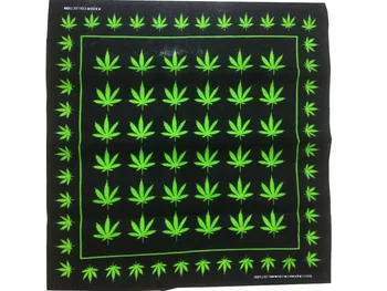 

Free Shipping 2019 New Fashion Mens Green Weed Leaf Printed Bandanas