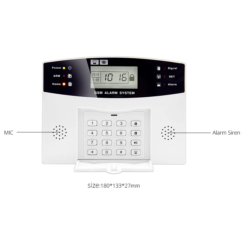 Sistema de alarma de seguridad para el hogar sistema de alarma de Control remoto de Metal sensor de voz inalámbrico pantalla LCD Kit de sirena con cable SIM GSM SMS alarma