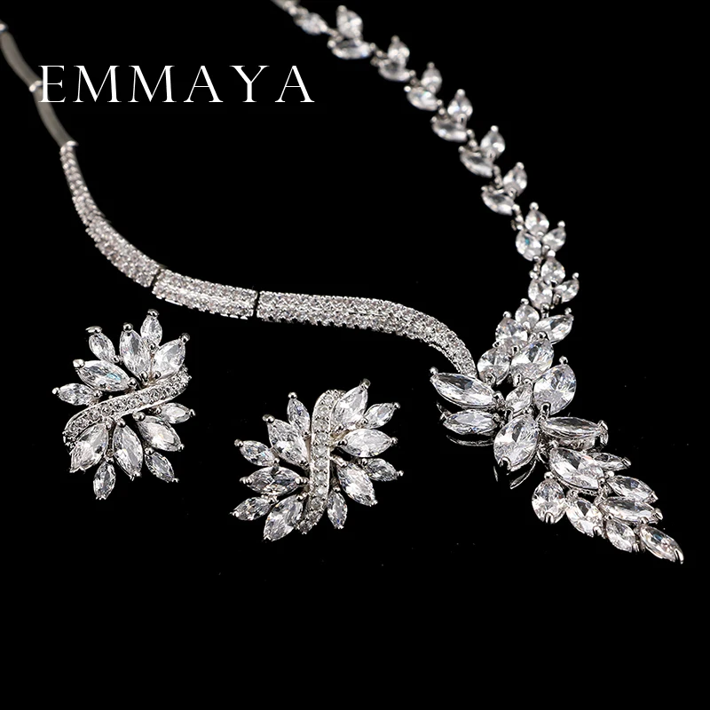 Emmaya New Unique Design Choker Necklace Stud Earrings Bridal Jewelry Sets Wedding Accessories bridal jewelry sets