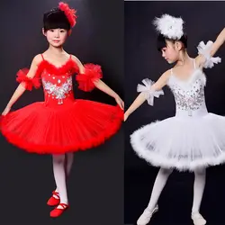 Девушки Профессиональный Белый Лебединое озеро Балет принцесса платье для танцев костюм дети пачка Купальник Одежда для бальных танцев
