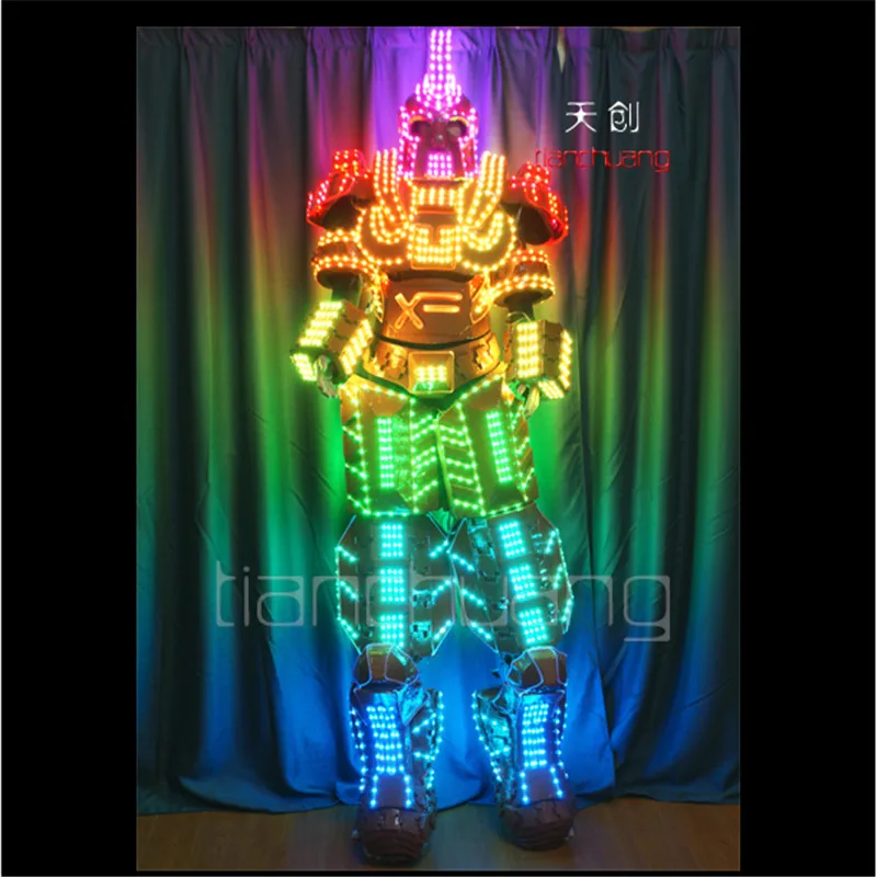 

TC-138Programmable Full color RGB led robot men costumes luminous light robots stilts led costumes stage wears mechanic clothes