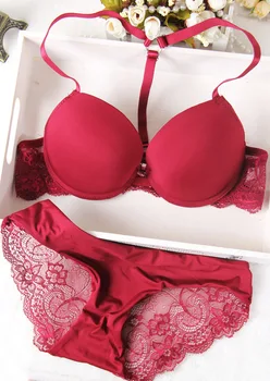 

Everyday Bras Set Front Closure Bras For Women Bra And Panty Set Charming Deep V Underwear Y-TypeBackstrap Brassiere Black Blue