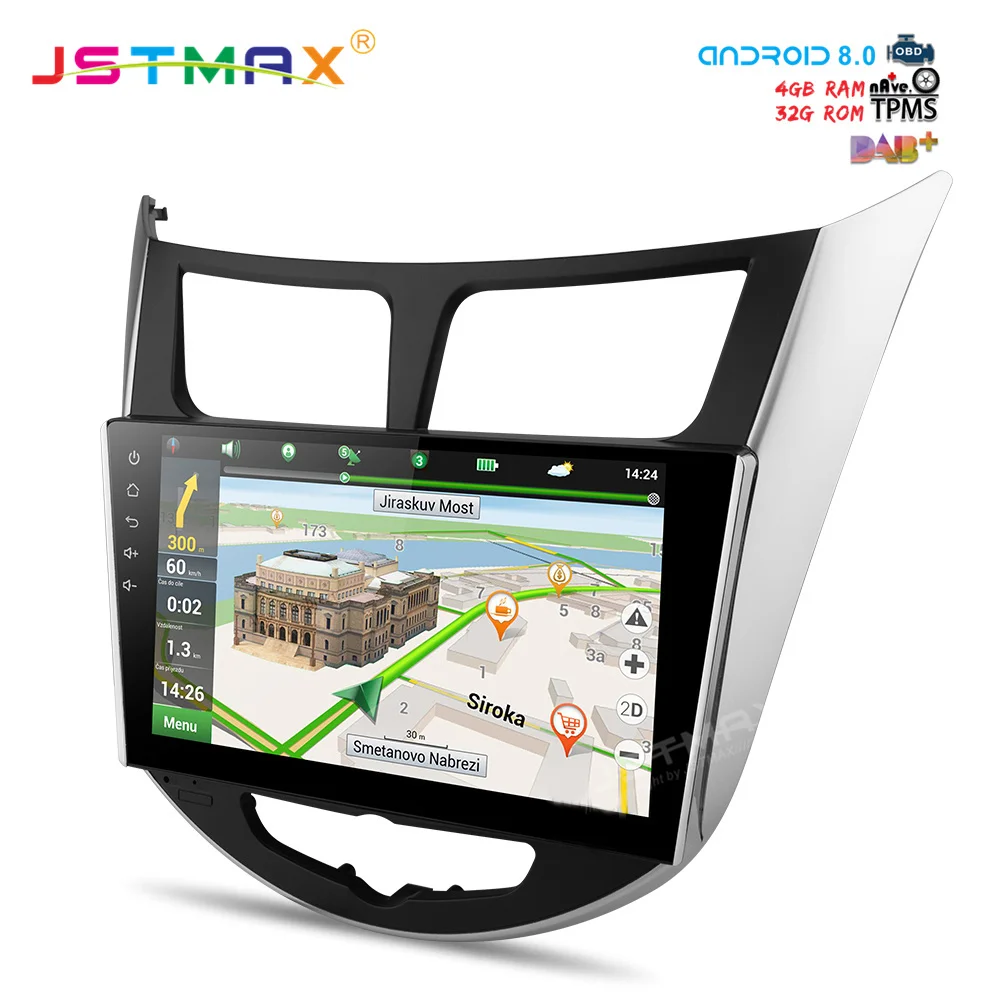 Perfect JSTMAX 8" Android 8.0 car dvd for Hyundai Solaris accent Verna i25 with gps navi Octa Core 4GB+32GB Auto Stereo DAB+( NO dvd) 1