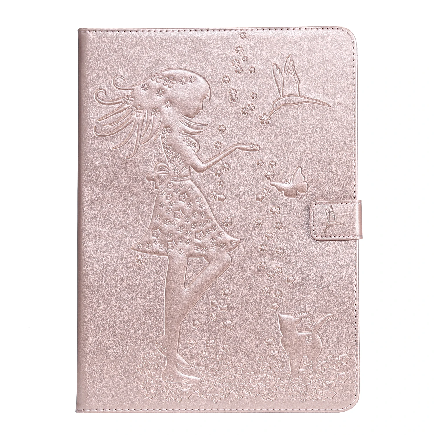 

For Apple ipad pro 11" 2018 Little girl and cat Drop resistance Tablets Floral Case Ultra Slim Magnetic PU Flat Cover