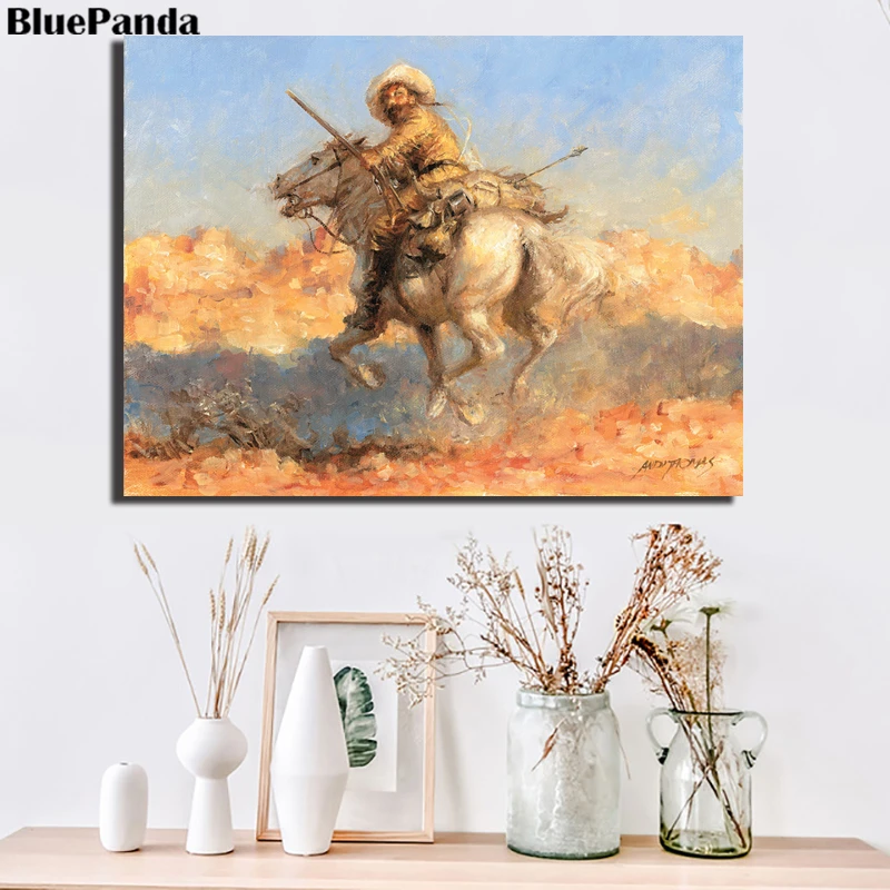 Western Cowboy Runaway Horse Canvas Painting Poster Modern Wall Art Modular Picture For Living Room Home Decor | Дом и сад