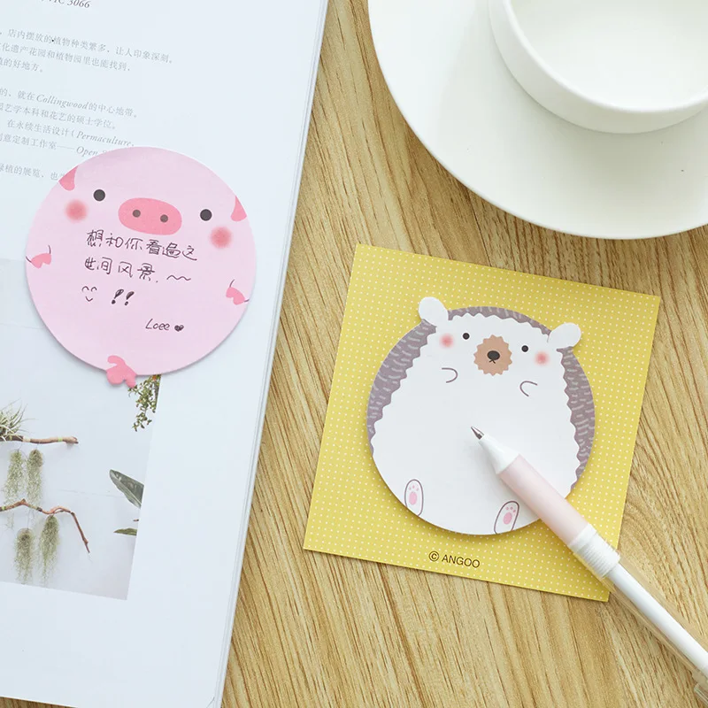 

30pages/pc  Animals Round Memo Pad Sticky Notes Post it Bookmark School Office Supply Paper Stickers Kawaii School Supplies