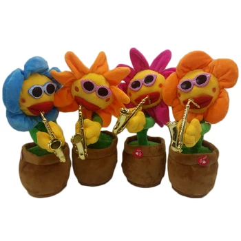 

35cm Funny Plush Toys Singing Dancing Flower Sunflower with Saxophone Plants Plush Creative Electric Children Kids Stuffed Toys