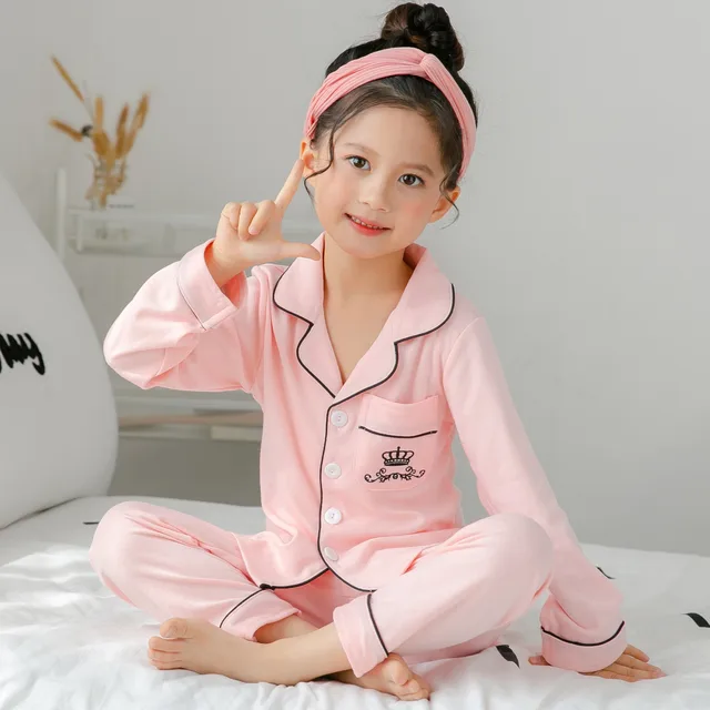 Cotton Children Pajamas set 2018 Autumn Spring Kids Long Sleeve