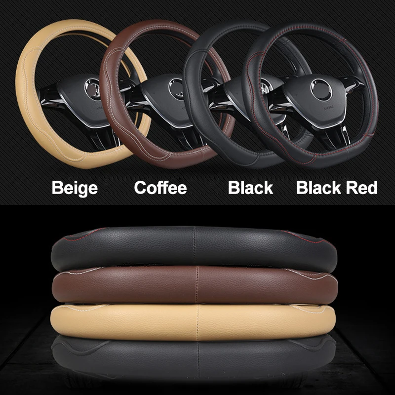 01 Car Steering Wheel Cover D Shape PU Leather For Volkswagen VW Golf R Alltrack Passat jetta Audi TT Renault Citroen Peugeot