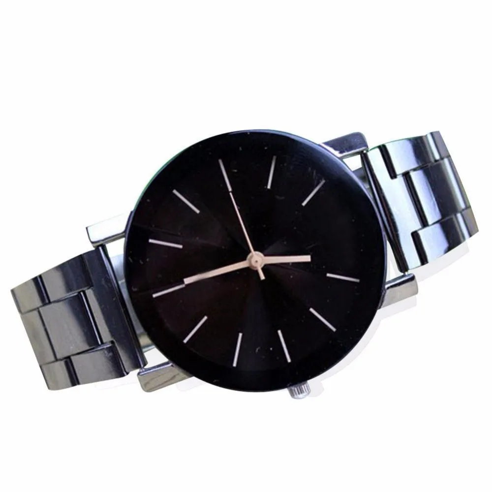 

Womens Charming Simplicity Black Dial Stainless Band Quartz Couple WristWatch