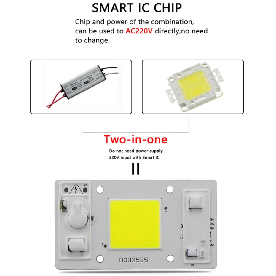 Самая низкая цена, умный IC светодиодный COB ламповый чип 20 Вт 30 Вт 50 Вт 220 В DIY светодиодный прожектор, белый холодный белый теплый белый