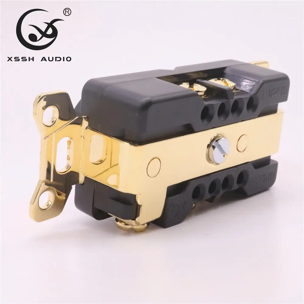 Tomada de Energia Xssh Áudio Real Vermelho Puro Cobre Chapeado Ouro Ródio 20amp 20a 125 v América Padrão Eua Elétrica Núcleo - Image 5