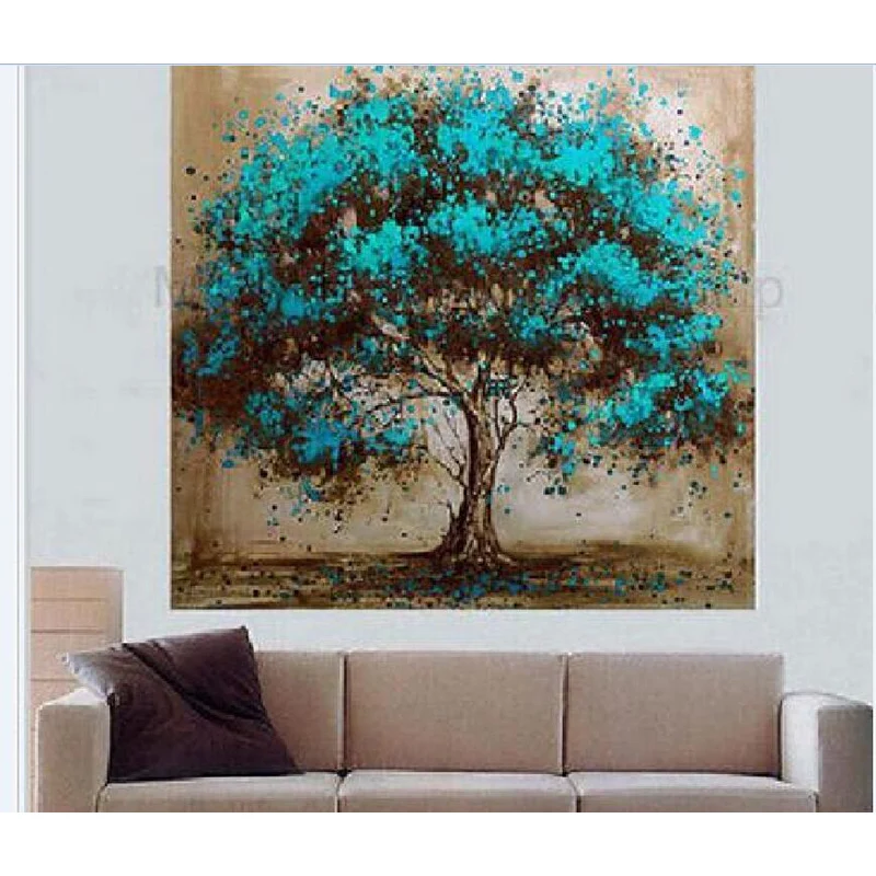 

Handmade Modern Abstract green Tree Landscape Oil Painting On Canvas Large Wall Art Sets Living Room Decoration Picture