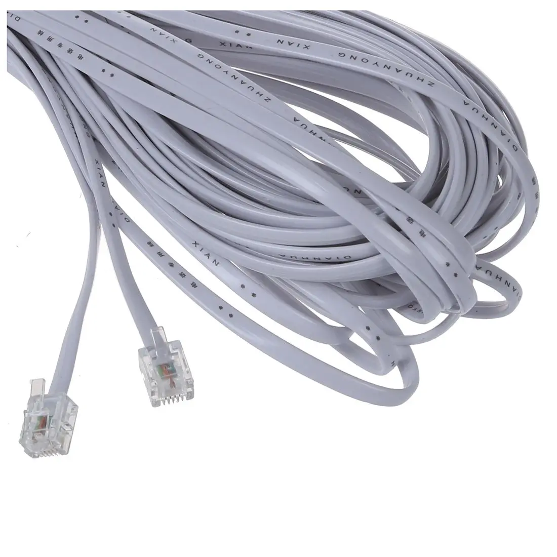 18m 60ft rj11 6p4c teléfono ficticia cable Puerto Blanco