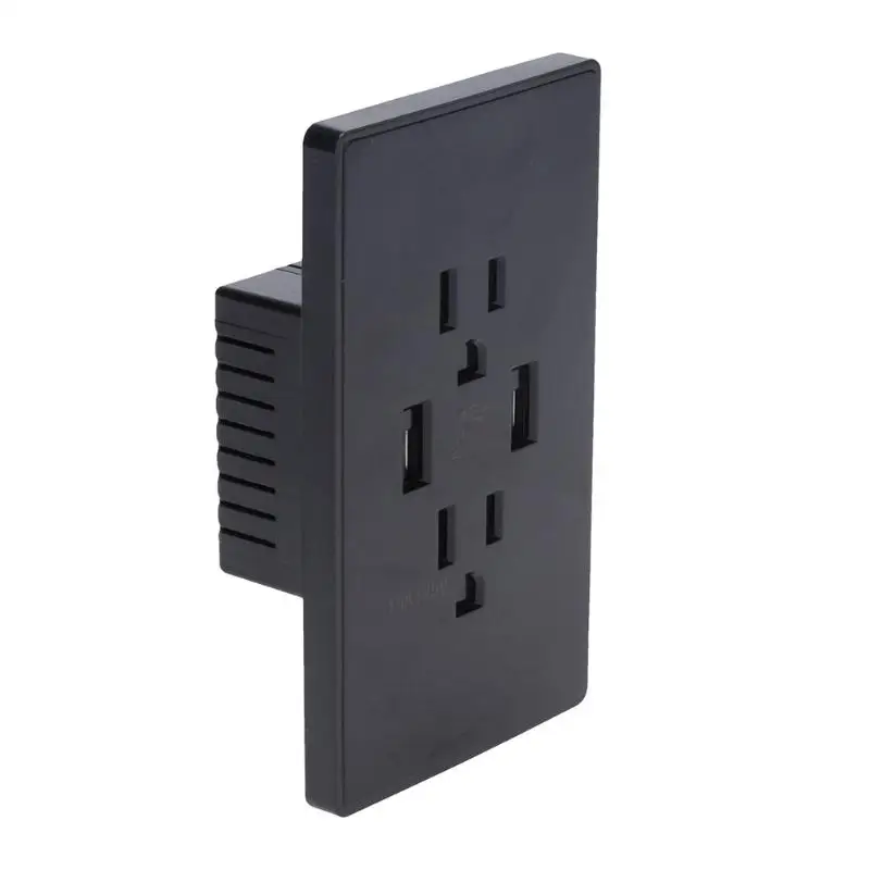 

120x70x44mm US Plug Dual USB Port Wall Socket Charger AC Power Receptacle Outlet Plate Panel Electrical Socket & Accessories