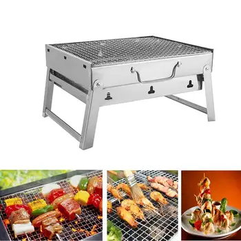 

Portable Charcoal BBQ Grill Folding Stainless Steel Barbecue Grill for Outdoor Camping Cookouts