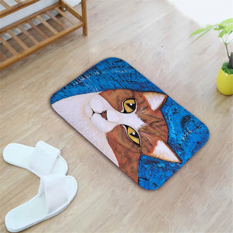 Best Doormat for Entrance Door 3D Cat Printed Foot Mat Hallway Mat Absorbant Bath Floor Anti Slip Welcome Mats for Kitchen Carpet Rug