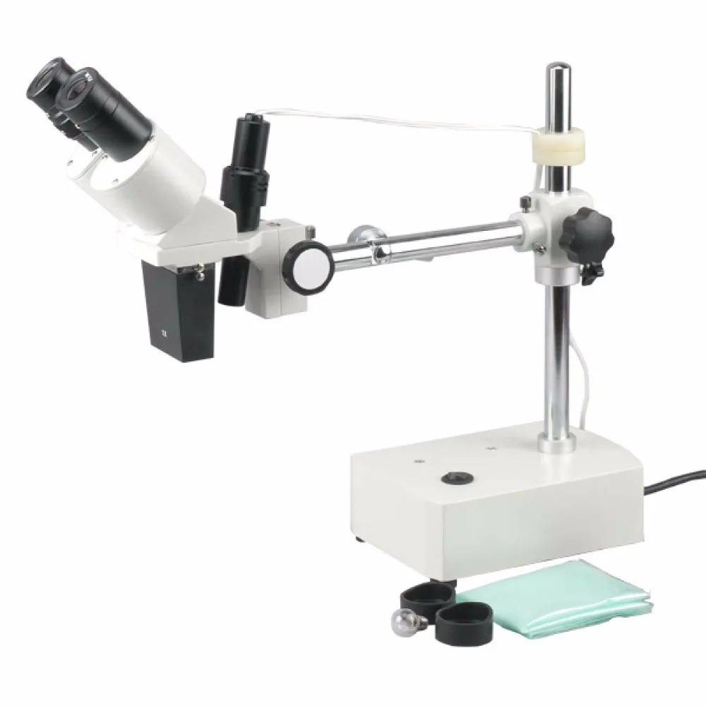 

Stereo Binocular Microscope--AmScope Supplies 10X-15X Binocular Boom Arm Stereo Microscope + Light