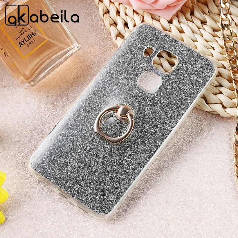 

AKABEILA Case For Huawei Ascend G8 G7 Plus D199 GX8 Maimang 4 RIO-AL00 Soft TPU Cover Luxury Finger Ring Glitter Back Case