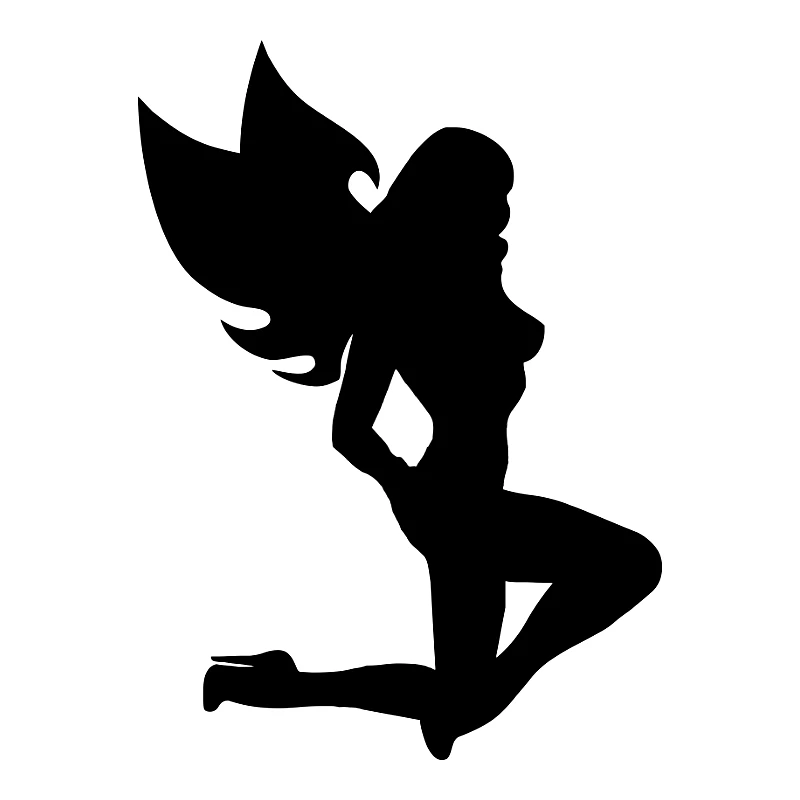 

CS-1268#14*19cm Sexy girl with wings funny car sticker vinyl decal silver/black for auto car stickers styling