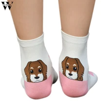27 января; Новинка года; сезон весна-лето-осень; Короткие хлопковые носки для женщин и девочек с объемным изображением животных, собак и щенков