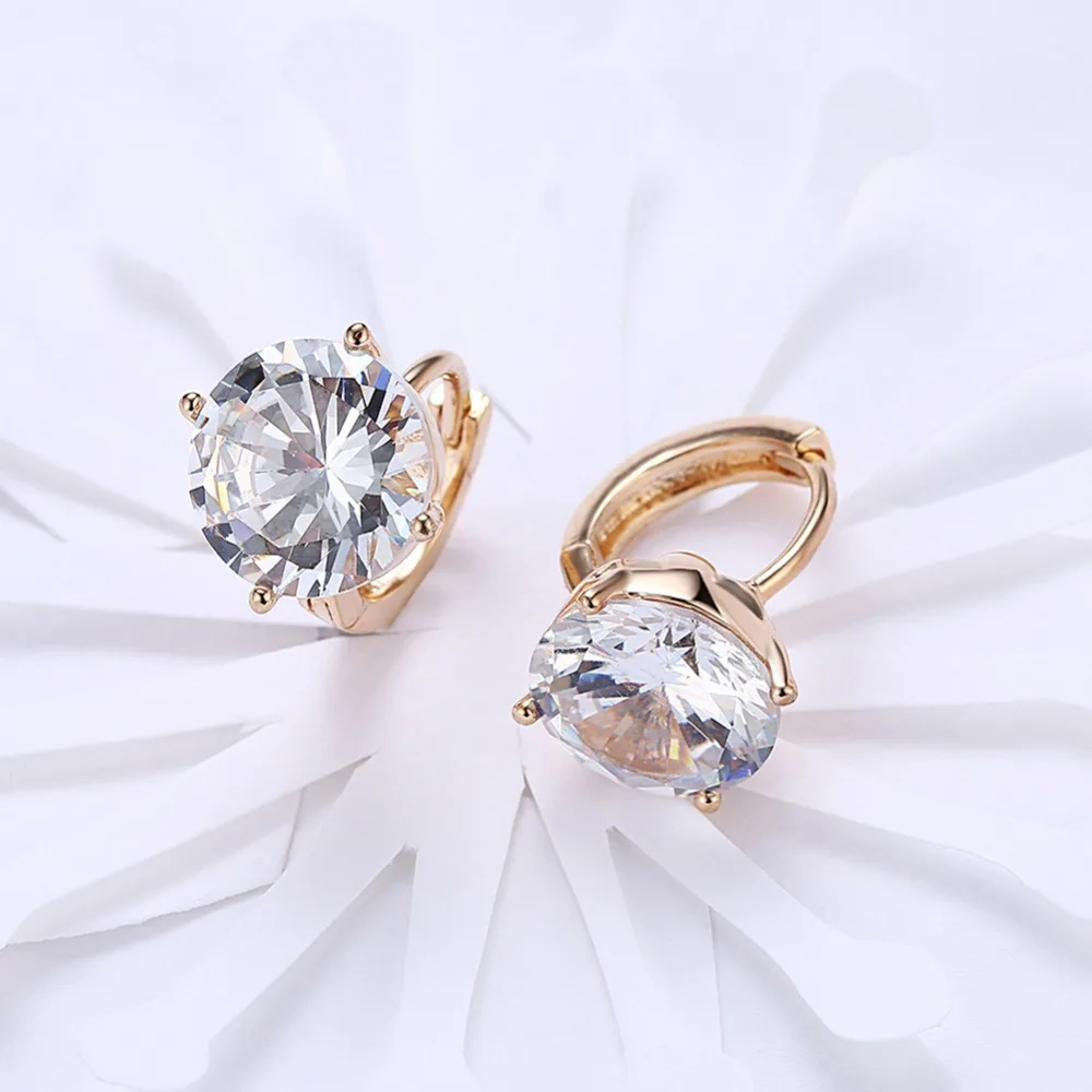 

gold color small hoop earrings for women girls, gold earrings with 10mm clear CZ, Women Earrings Wedding Gifts Designer Jewelry