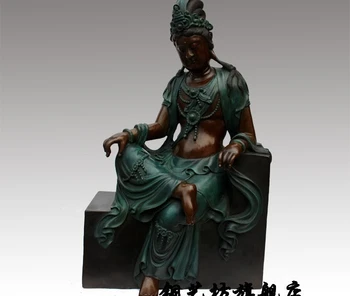 

24" China Tibet Bronze Guanyin Kwan-yin Bodhisattva Sit Brass Statue #1