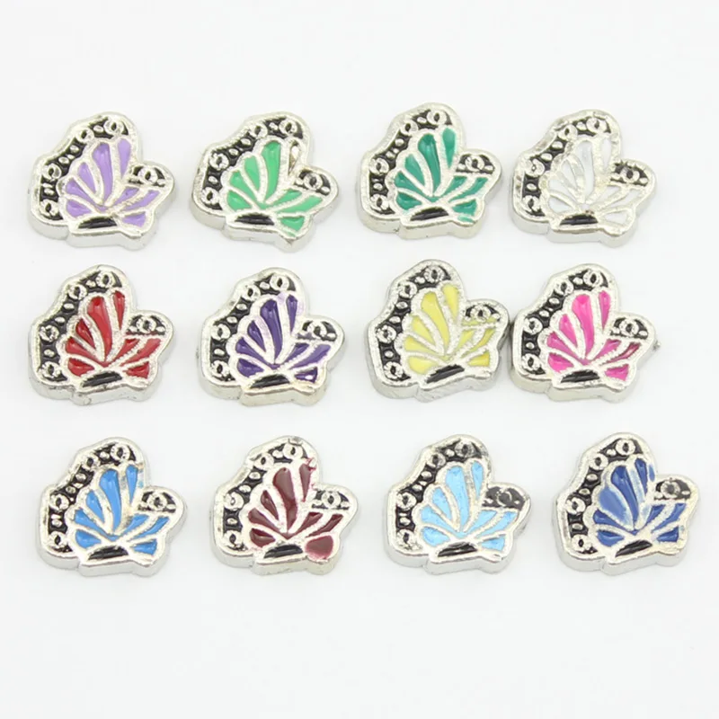 Floating Charms Enamel 12 Mix Colors Butterfly Birthstone Fit Glass Living Locket Pendant 120pcs/lot | Украшения и аксессуары
