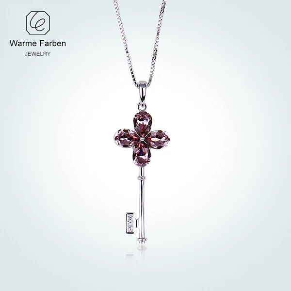 Warme Farben ожерелье с кристаллами Swarovski для женщин, брелок с четырехлистным клевером, ожерелье с кулоном, хорошее ювелирное изделие, Подарочные ожерелья - Цвет камня: as picture
