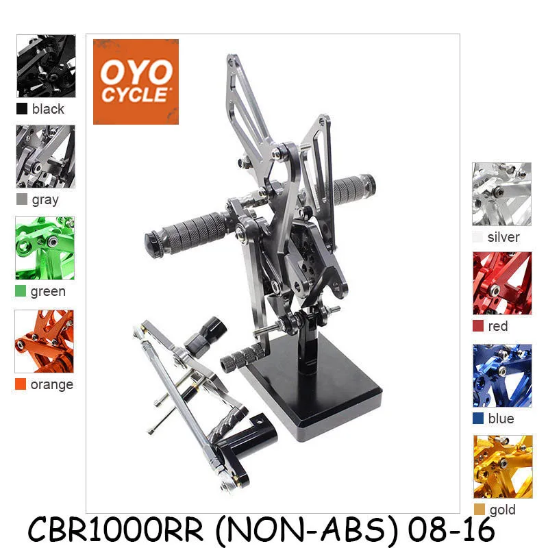 

For 08-15 Honda CBR1000RR CBR 1000RR CNC Aluminum Adjustable Rear Set Foot Pegs Pedal Footrest Rearset Motorcycle Part 2008-2015