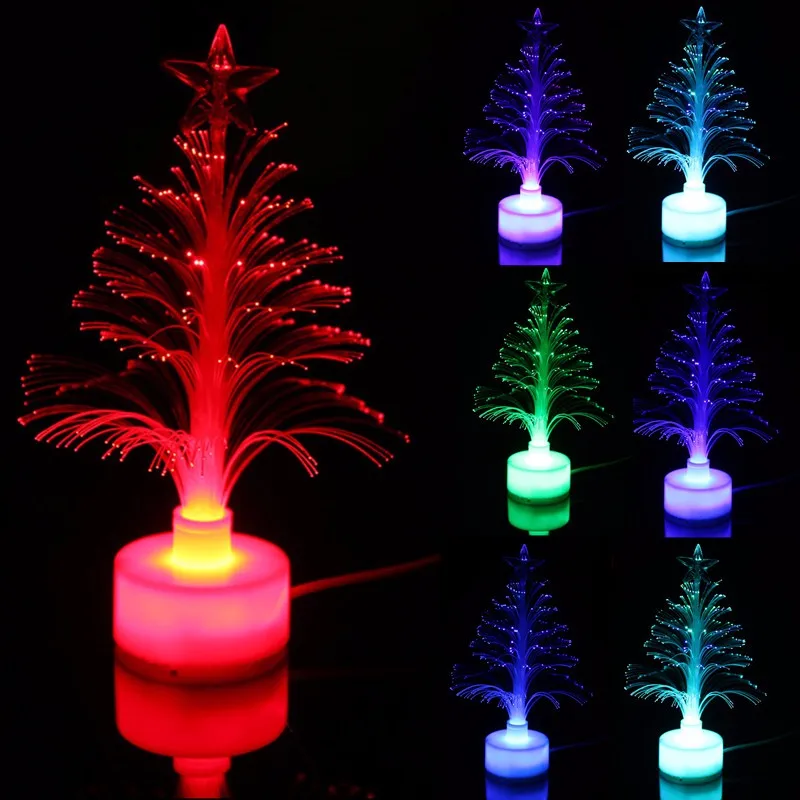 Smuxi Mini USB LED Night Light Color Changing Fiber Optical LED Light Christmas Tree Lamp Home