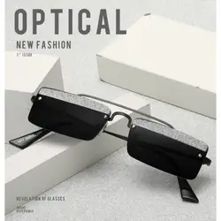 Новые европейские и американские современные оригинальные солнцезащитные очки Сияющие алмазные Квадратные Солнцезащитные очки Модные