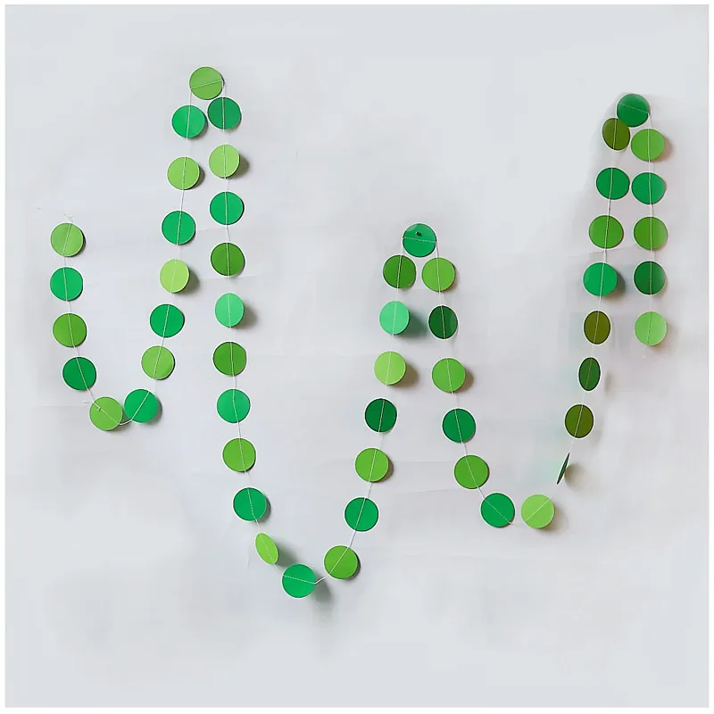 

4PCS 4M Green Paper Spring Circle Garland Round Dot For Kid Room Birthday Party Decoration Babyshower DIY